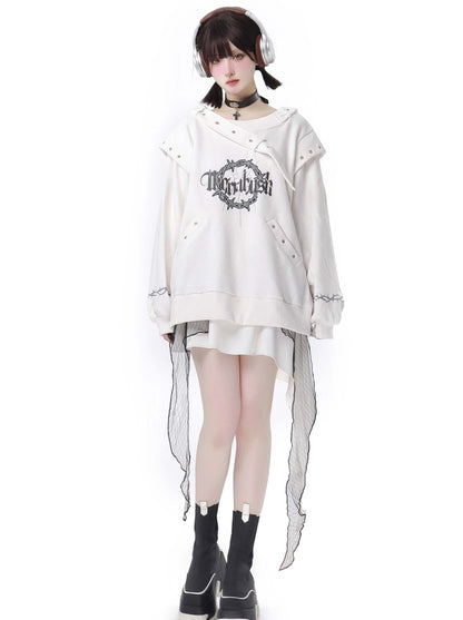 Dark Soon Print Design Sweat Suit Eyelet Trainer + Lace Elegula Skirt