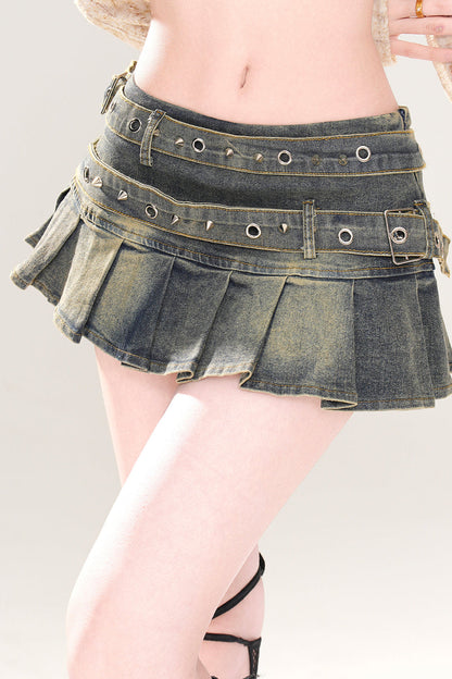 Skirt Pleated Y2K Denim Line