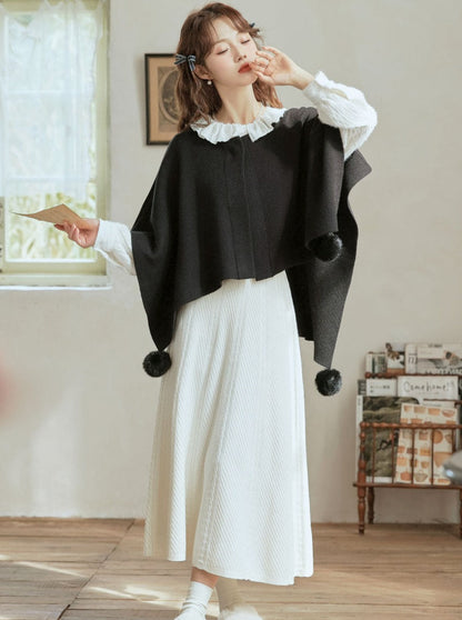 Fur Cape Cloak Pompon
