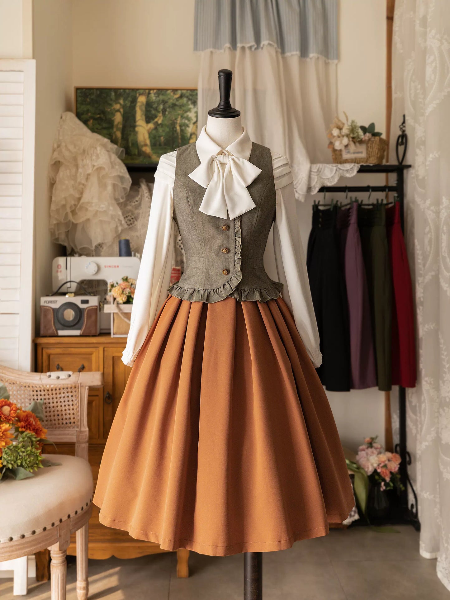 スカート クラシックプリーツ レトロフォレスト