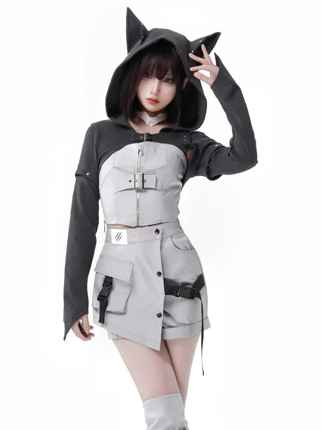 Suit Camouflage Detachable Design Hoodie Original Sleeve Wolf