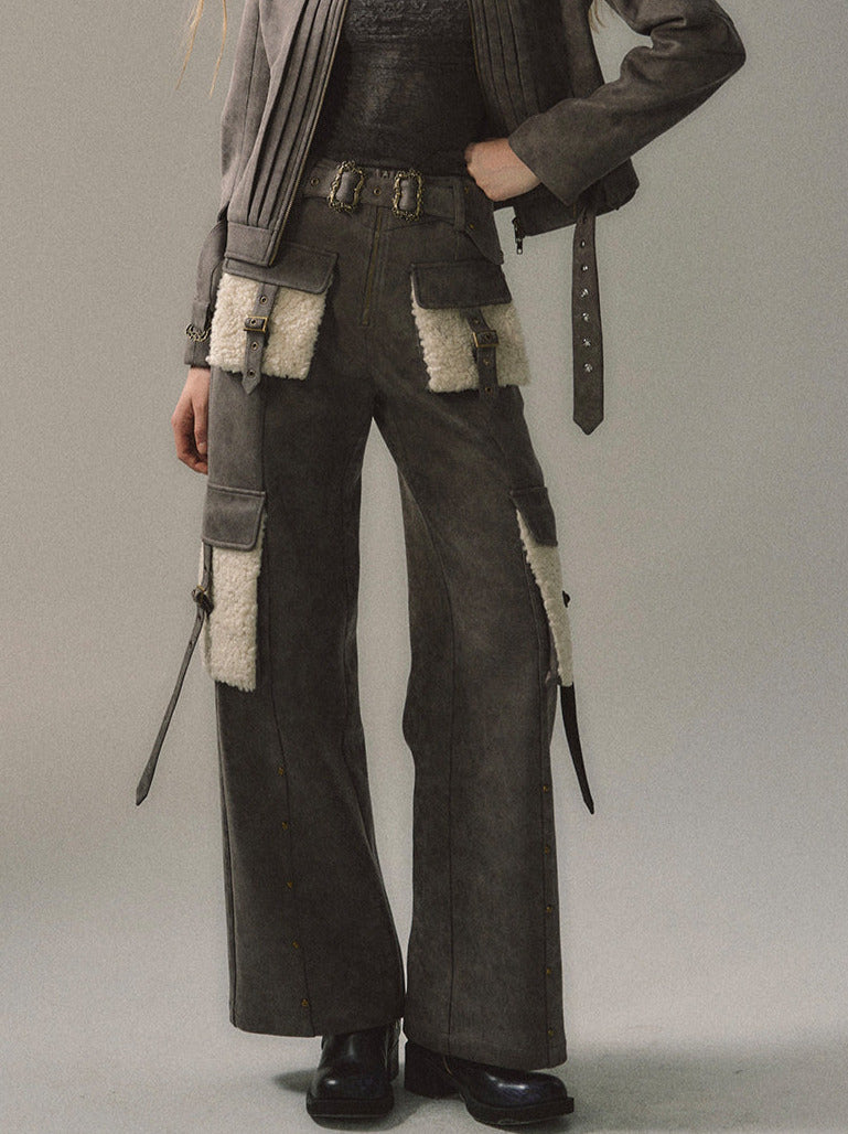 High Pocket Straight Slim Cargo Street Loose Large Pants
