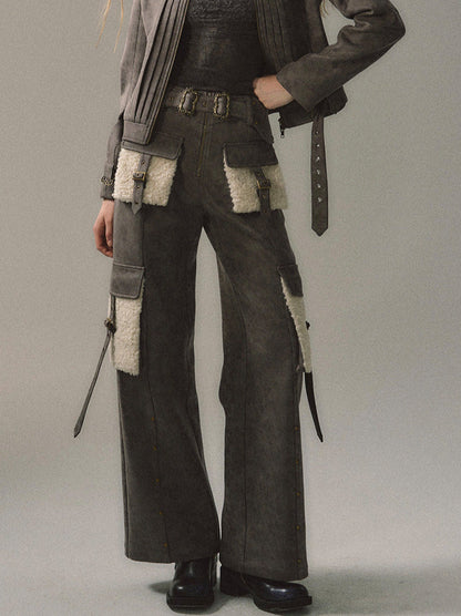 High Pocket Straight Slim Cargo Street Loose Large Pants