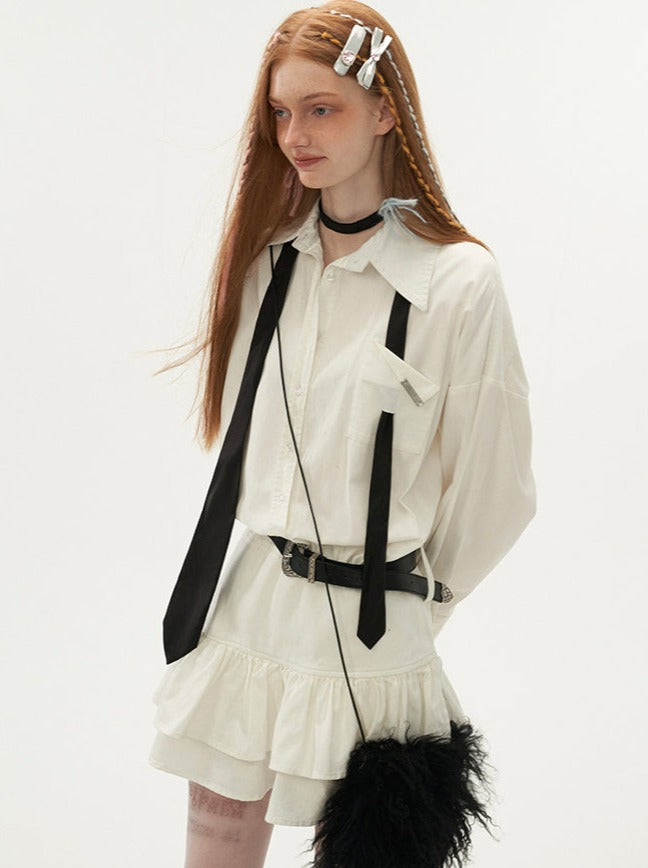 Dress Ruffle Shirt Lapel Slim