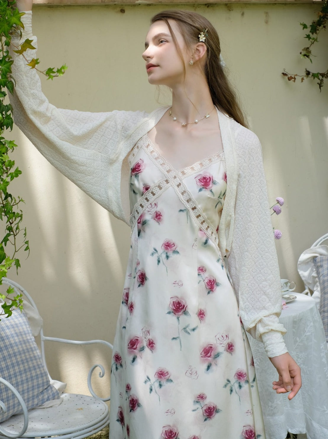 Weißes Kleid Pure Flower Sweet Camisole