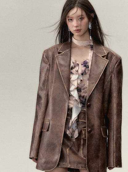 Veste en cuir Osh + jupe courte