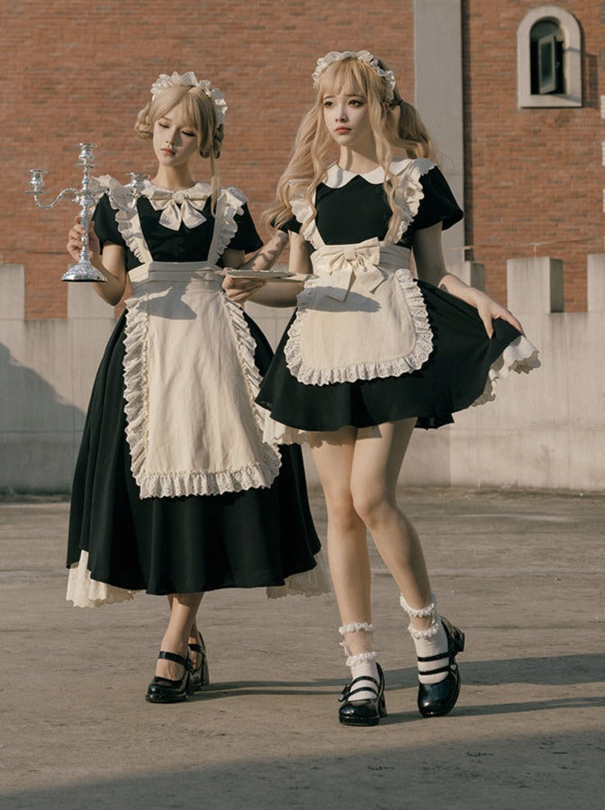 Maid Dress Lace Pleated