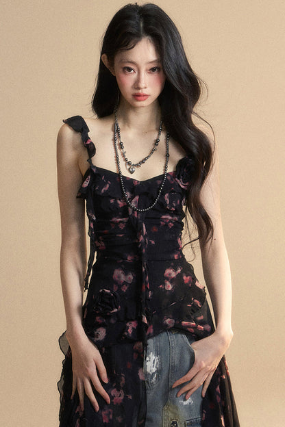 Chiffon Top Asymmetrical Wildflower Reservations Camisole
