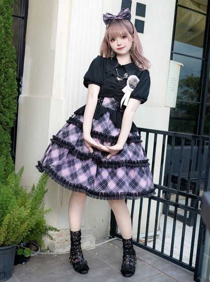 Check Dress Shirt Ruffle Idol