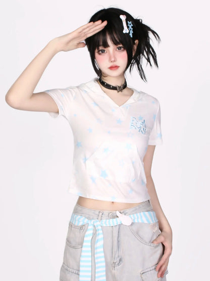 Lapin et T-shirt Foodie avec oreilles étoilées court