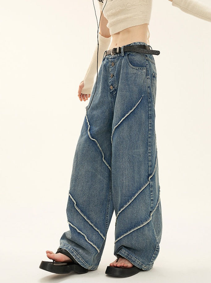 Och Caliper Retro Jeans Button Wash Casual Trendy Pants