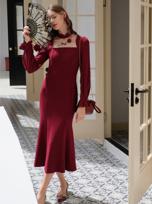 Rose Queen City Retro Fog China Dress