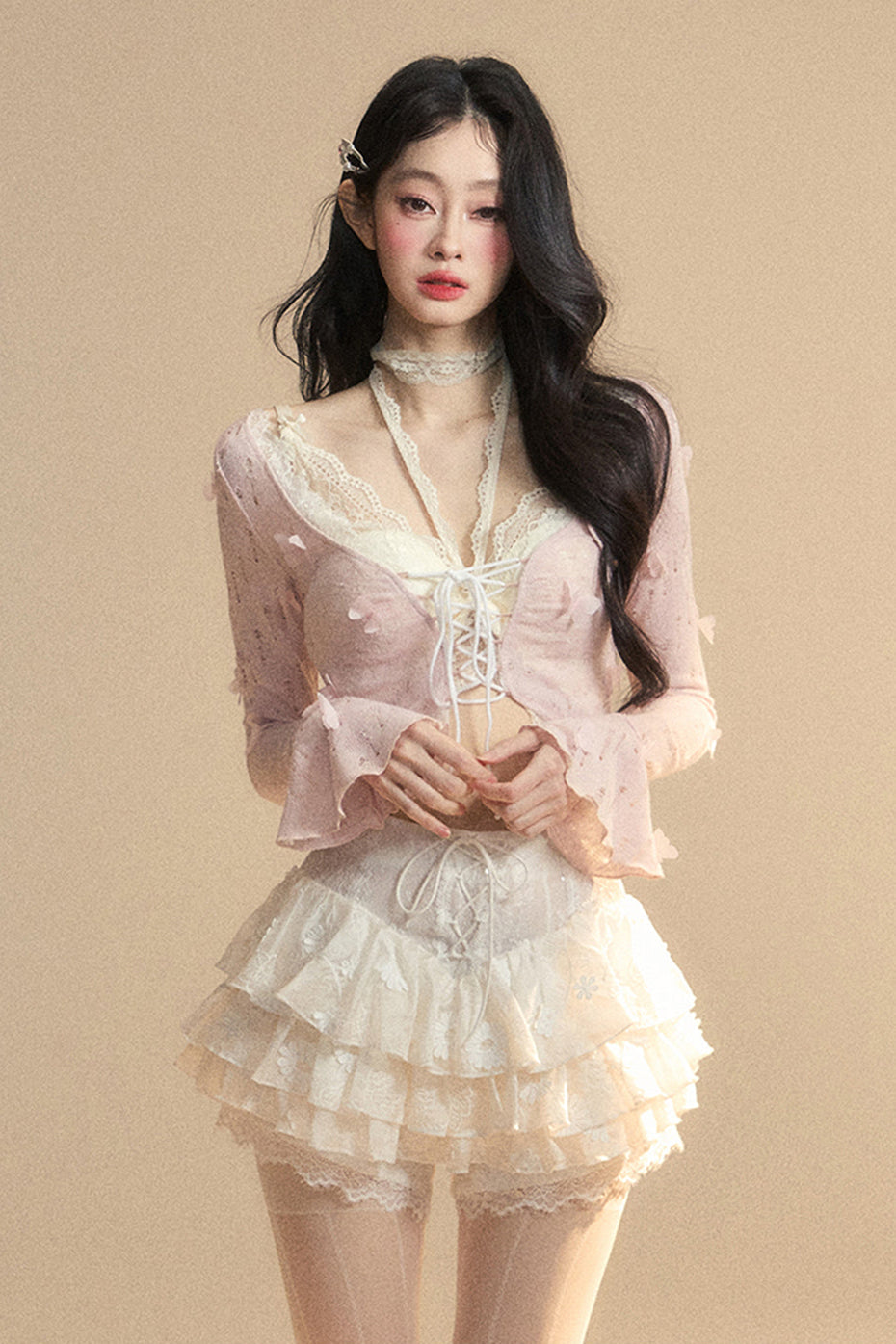 short cardigan Rail inner + halter neck