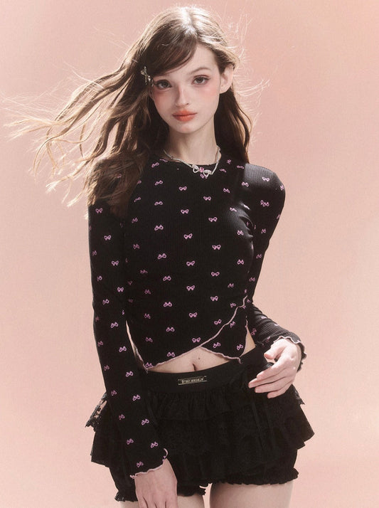 Lace-up Ribbon Slim Bag Top