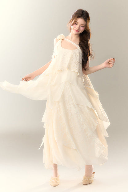 Roselle Irregular Dress Long Multi-Layered Heavy Skirt