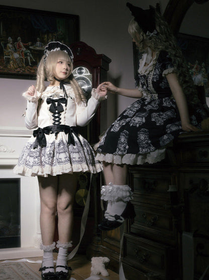 Ensemble de robe de nuit brodé de poupées imprimées