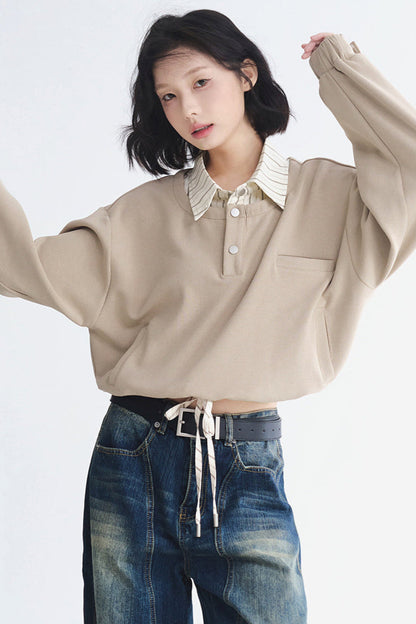 Sweater Top Collar Layered Look