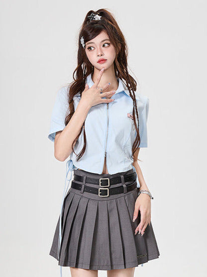 Short with Shirt Double-zip Strap