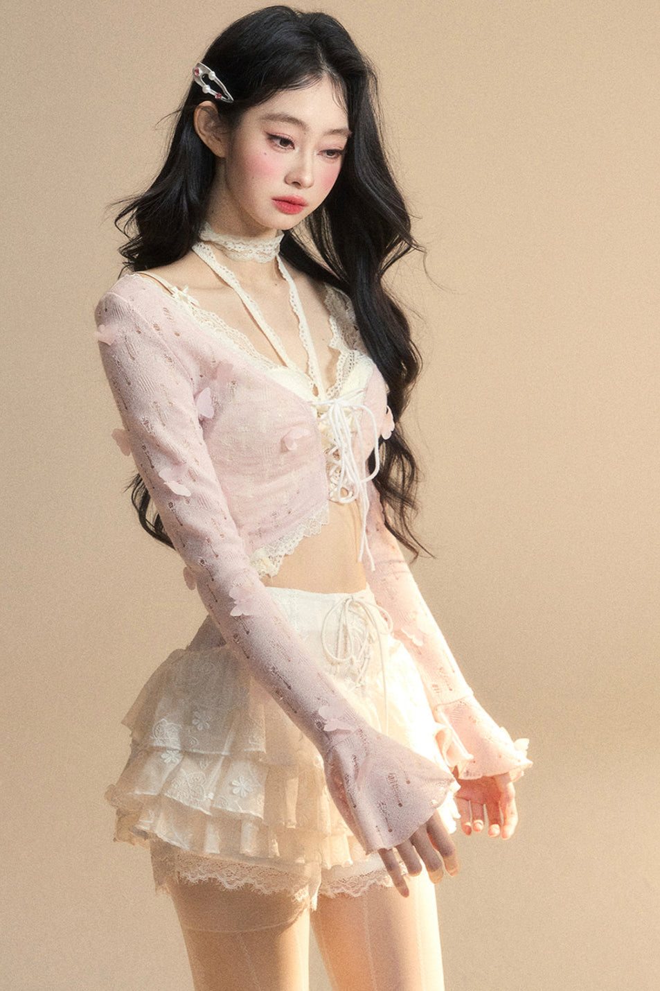 short cardigan Rail inner + halter neck