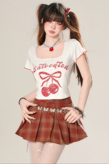 Milky Slim Sweet T-Shirt Cherry