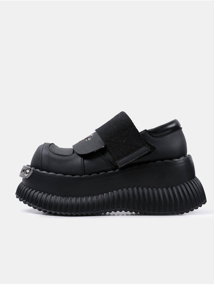 Platform Metal Velcro Shoes Punk Leather Cross