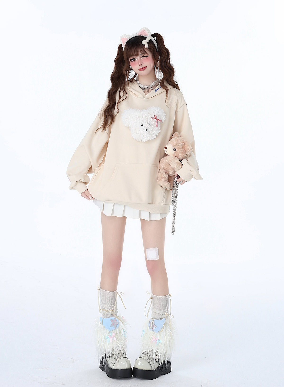Sweat à capuche couleur pastel lapin Morabito Loose