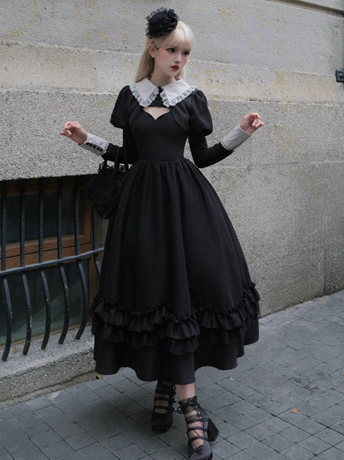 Robe veste suspendue à manches symphoniques style gothique nuit courte longue