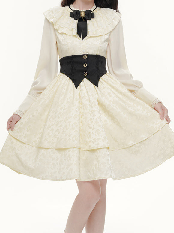 French Moon Style Long Palace Dress Cake Jacquard Candle Dress
