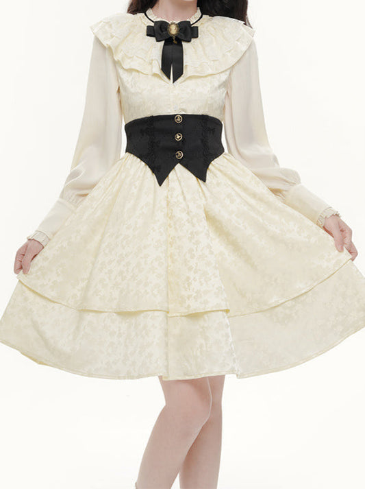French Moon Style Long Palace Dress Cake Jacquard Candle Dress
