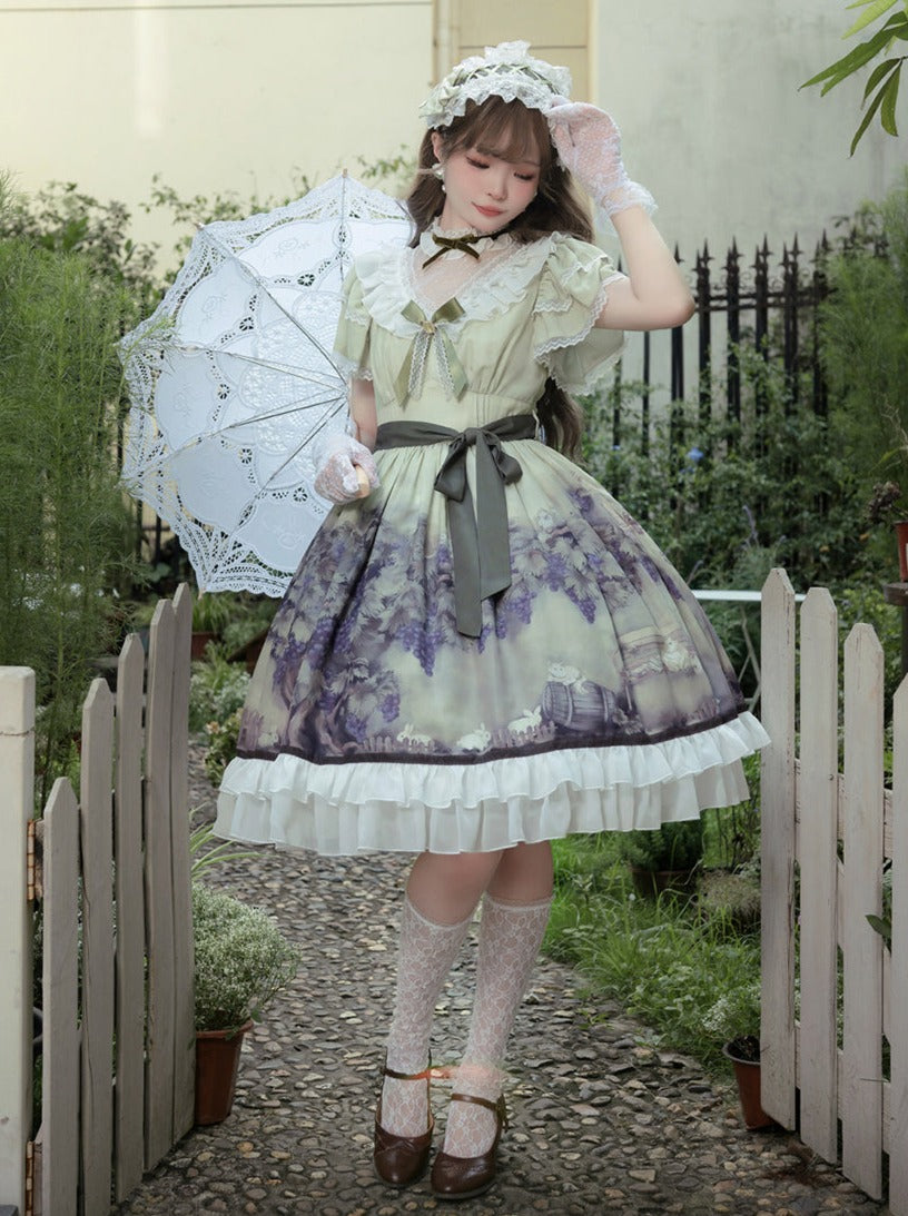 Robe Lolita rétro à fleurs de vigne