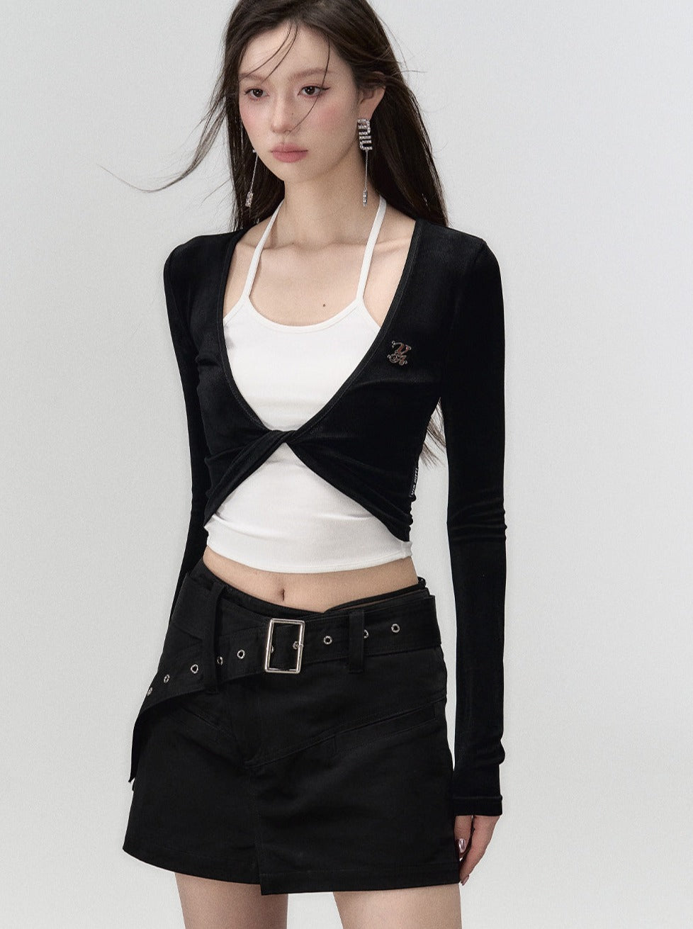 Belt Girl Black Pants Fashion Hot Skirt