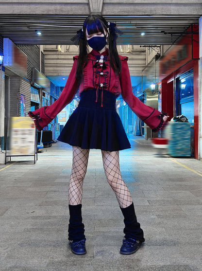 Lace Buckle Ruffle Shirt China Sleeve Bell