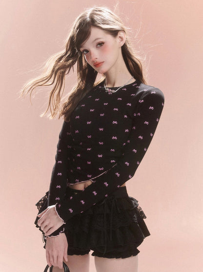 Lace-up Ribbon Slim Bag Top