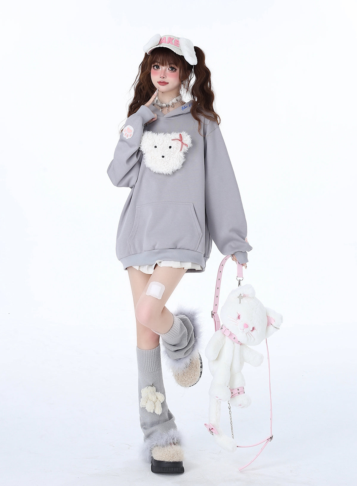 Sweat à capuche couleur pastel lapin Morabito Loose