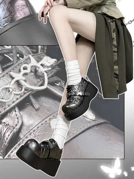 Punk Lolita Platform Toe Devil Shoes Gothic Round Trap