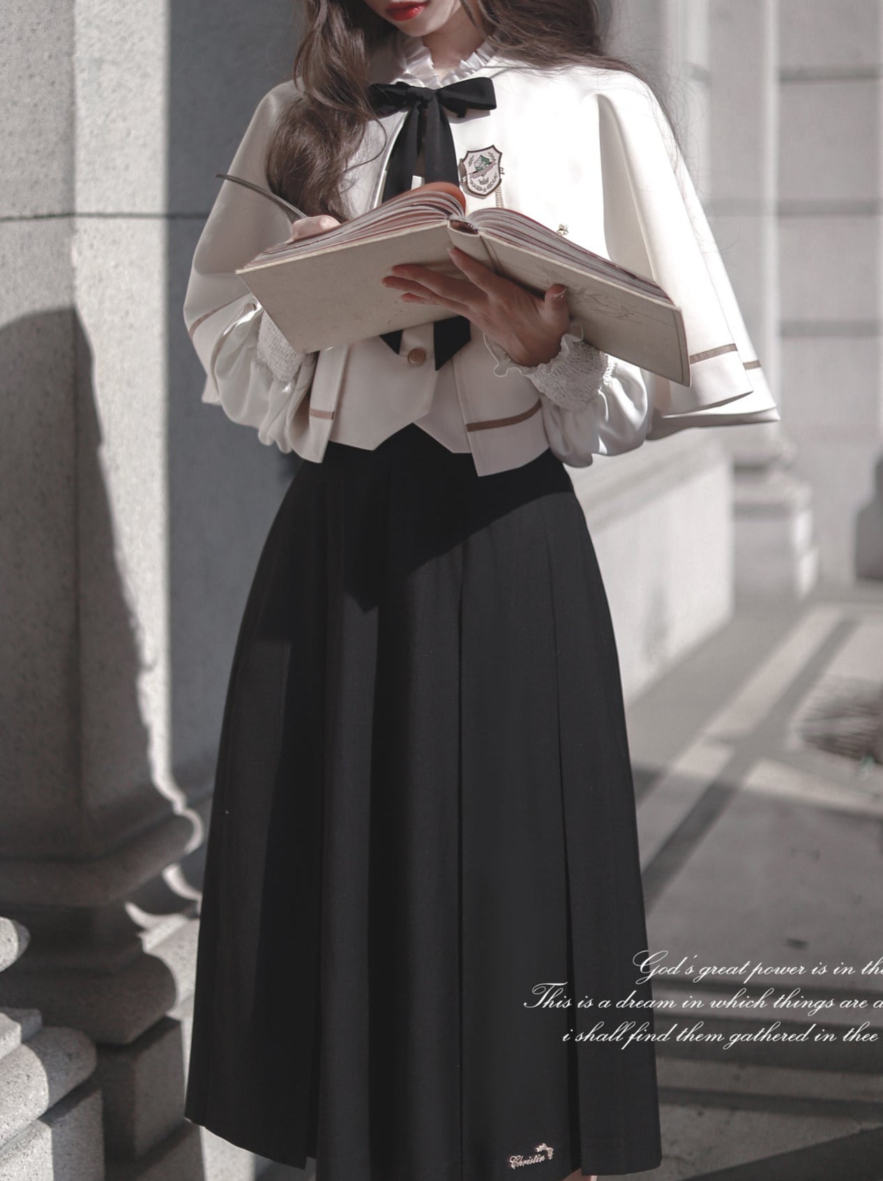 Shirt Long Skirt Elegant Cape Vest Christine