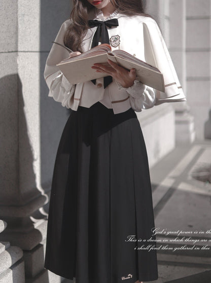 Shirt Long Skirt Elegant Cape Vest Christine