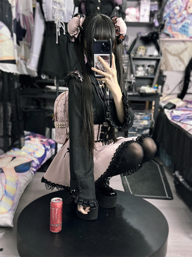 Lace Buckle Ruffle Shirt China Sleeve Bell