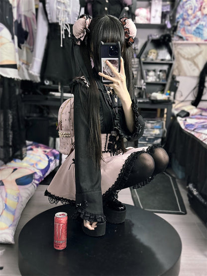 Lace Buckle Ruffle Shirt China Sleeve Bell