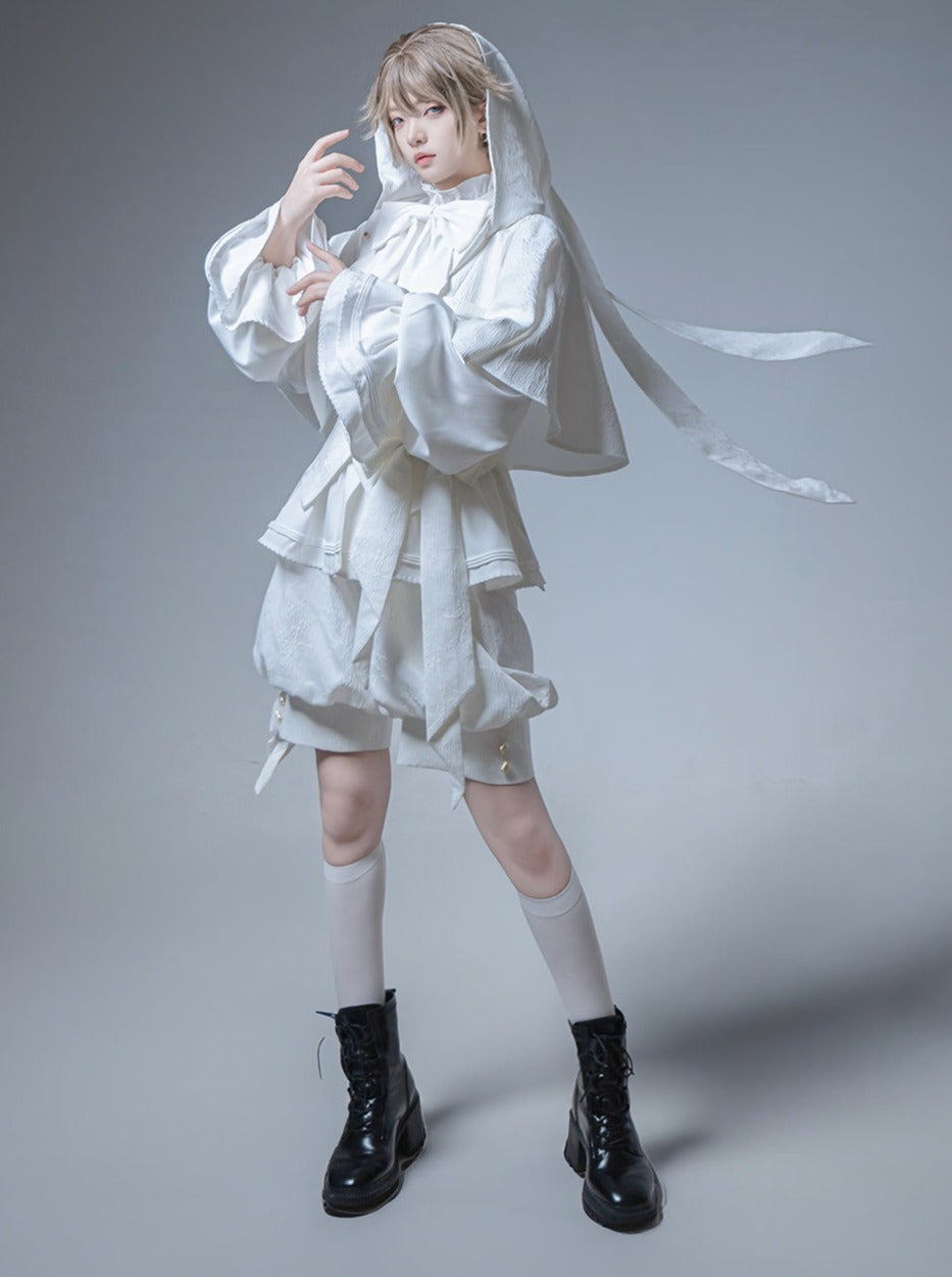 Hooded + Shorts Bunny Pants + Balloon Long Coat Prince