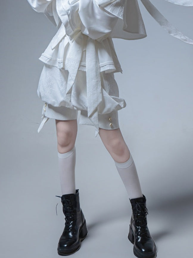 Hooded + Shorts Bunny Pants + Balloon Long Coat Prince