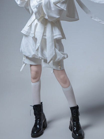 Hooded + Shorts Bunny Pants + Balloon Long Coat Prince