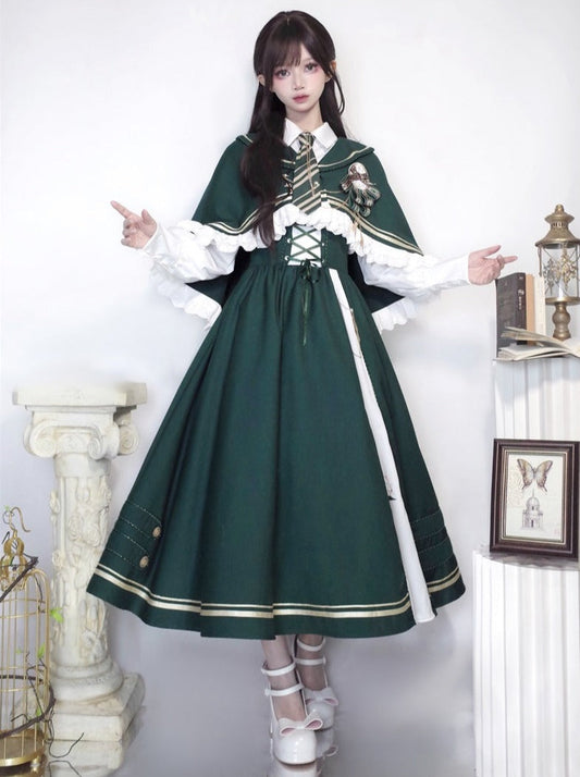 Blouse Traveler Skirt New + Short Cape Flared Time Lace-up