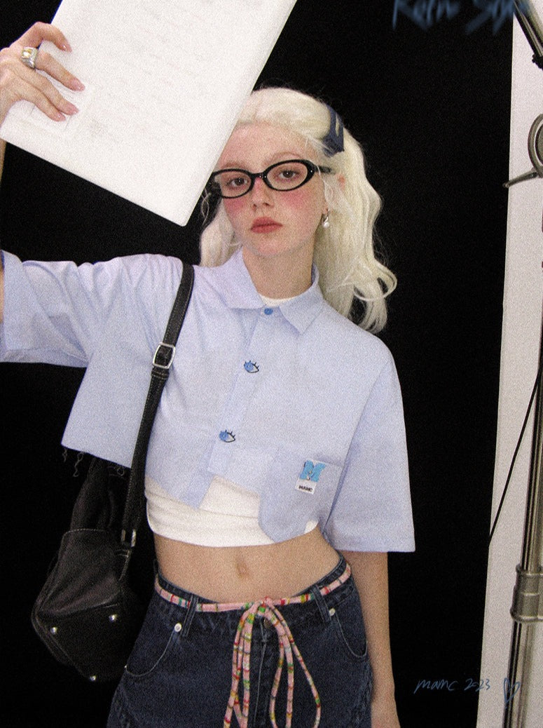 Design Shirt Eye Short Blue Cloak