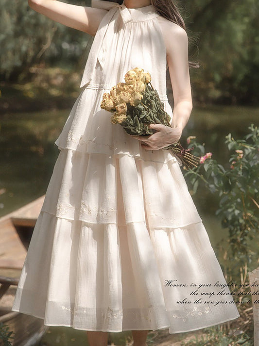 Embroidery Cake Fairy Moonlight Dress Neck Halter