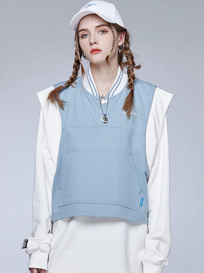 Gilet sportif en tricot bleu-blanc