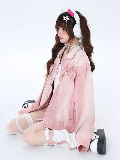 Veste Osh Pink Denim Sweet Ribbon