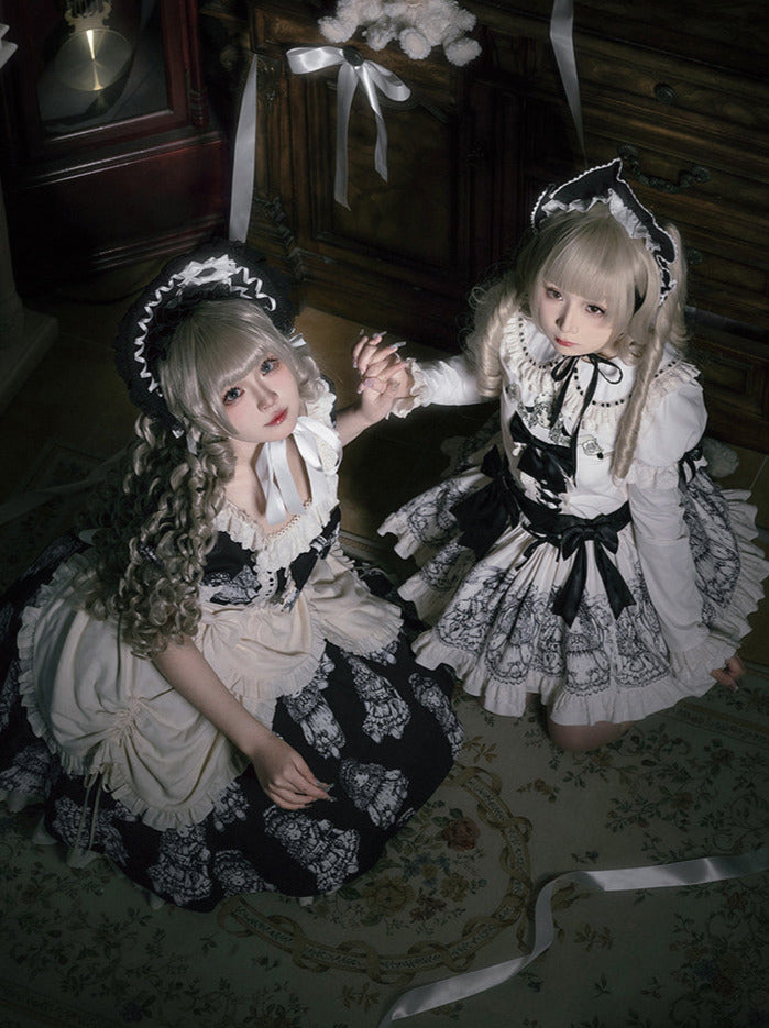 Ensemble de robe de nuit brodé de poupées imprimées
