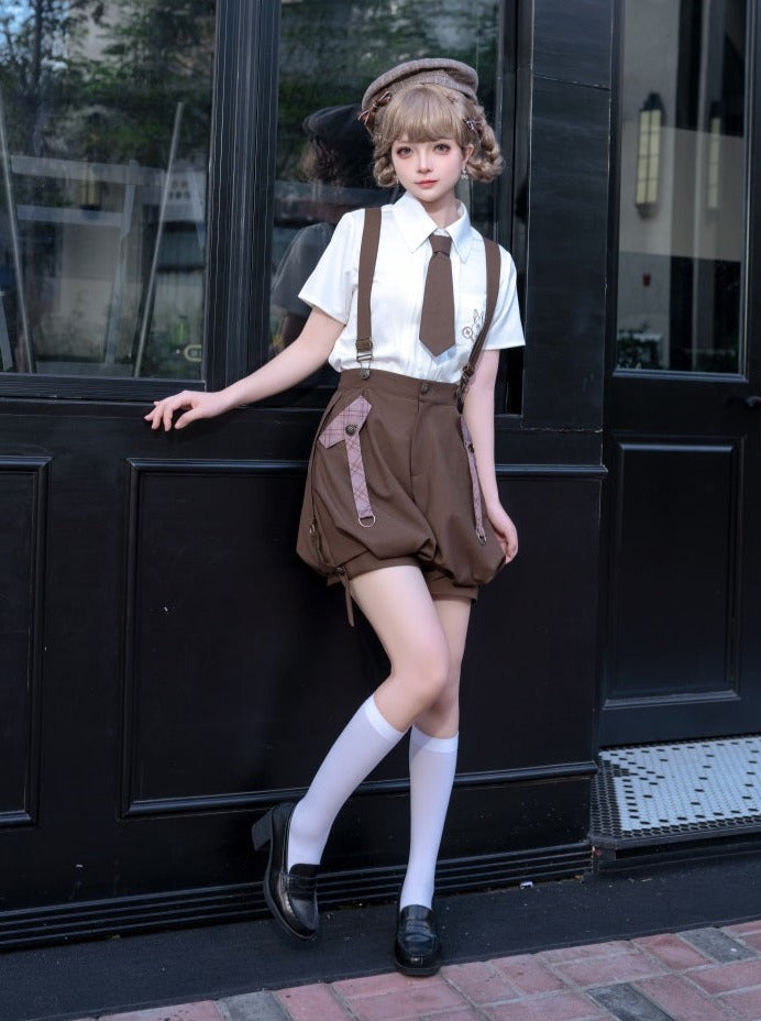 Chemise Gilet Pantalon + Garçon Ballon Marron Rétro