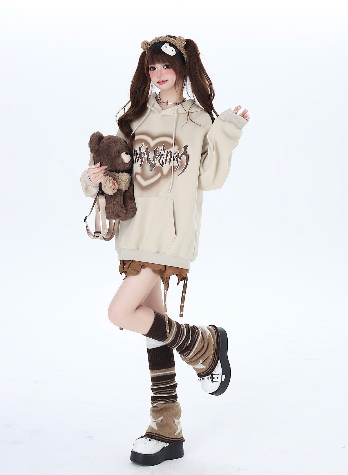 Sweat à capuche surdimensionné avec lettres « Love American »